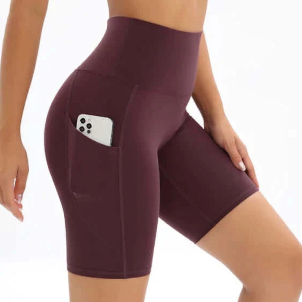 Burgundy Red Padded Bike Shorts / New Without Tag